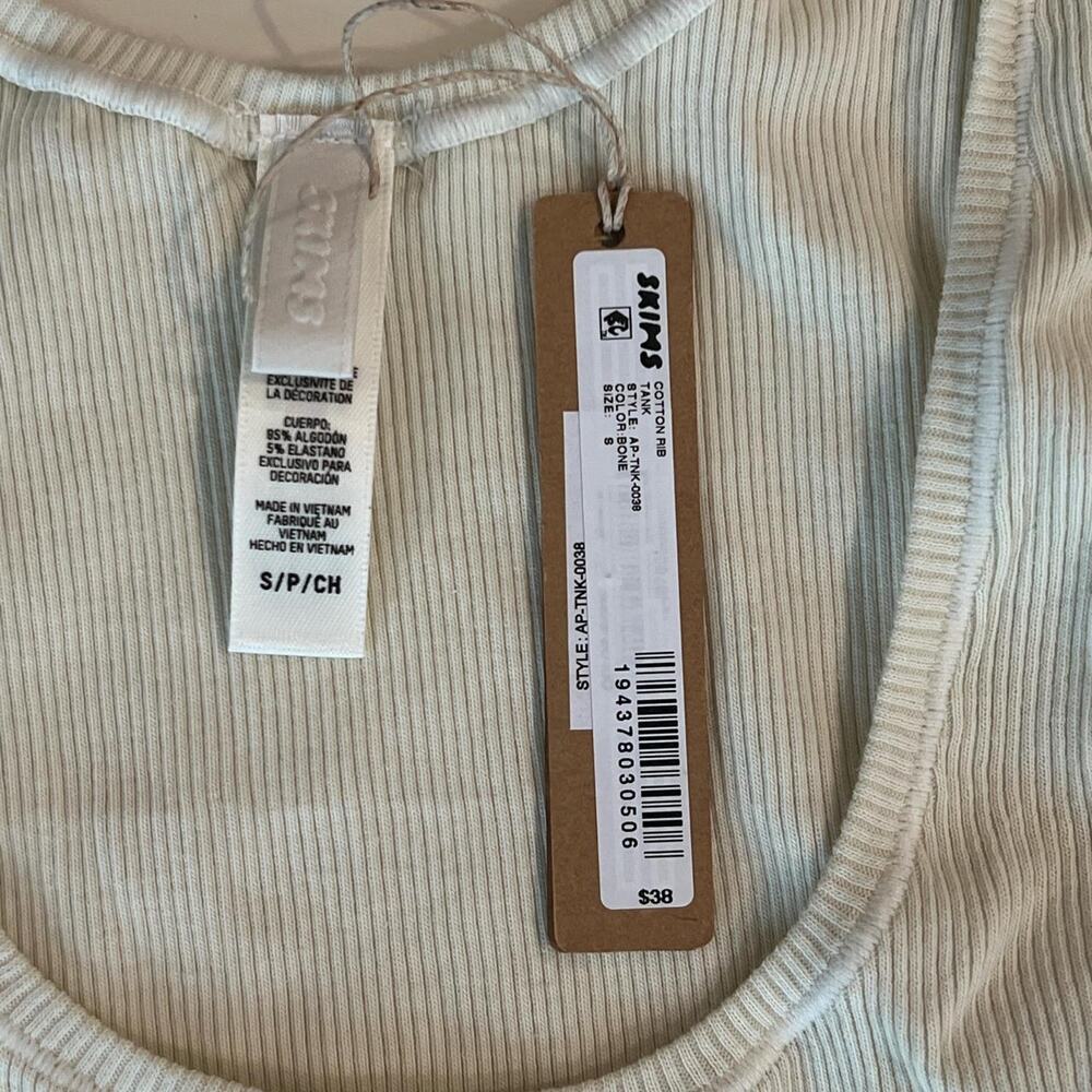 NWT SKIMS Cotton Rib Tank - Bone - S - Picture 3 of 3